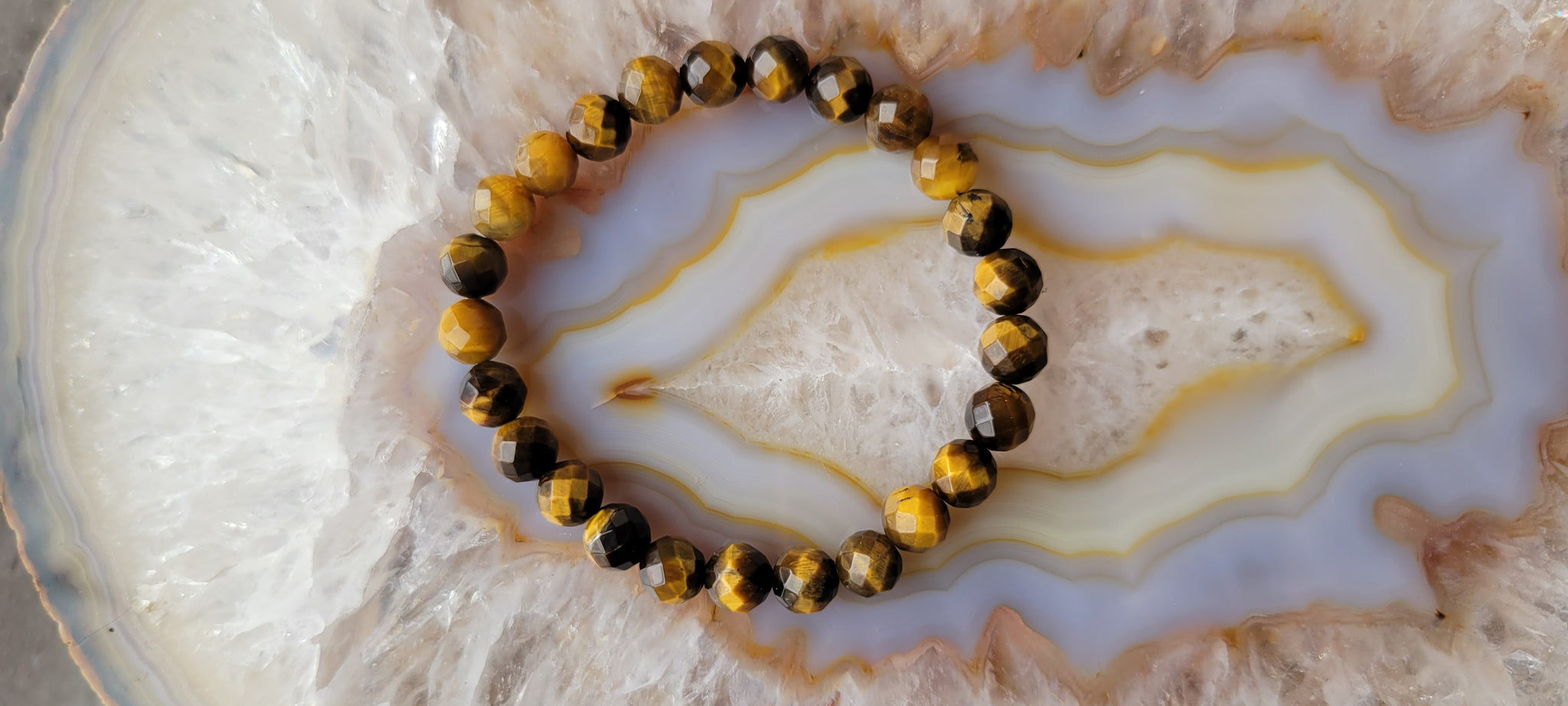 Tiger Eye 8mm Faceted Bead Bracelet