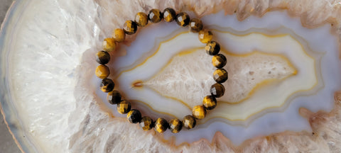 Tiger Eye 8mm Faceted Bead Bracelet