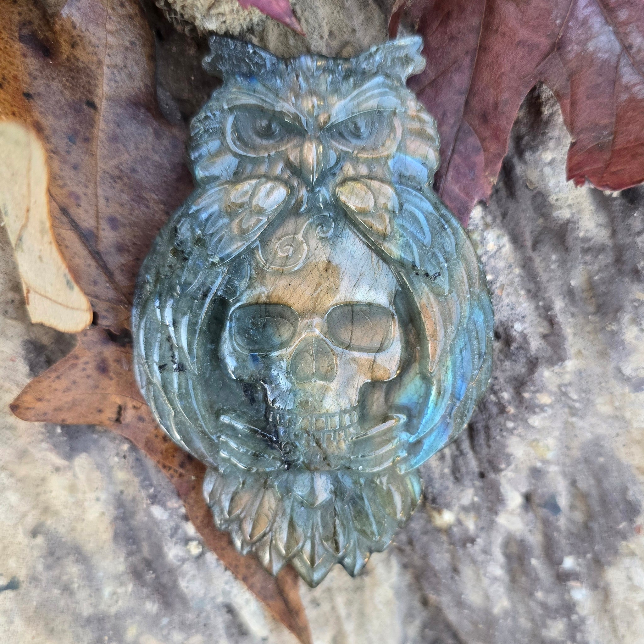 Labradorite Owl Skull