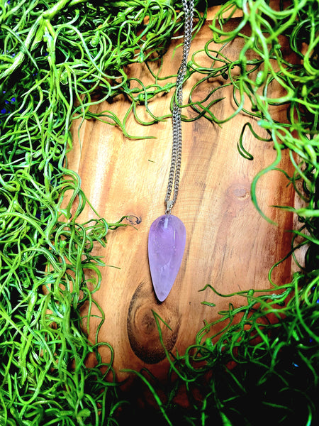 Amethyst Pendant w/ Stainless Steel Chain