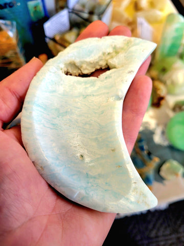 Blue Aragonite Crescent Moon Bowl