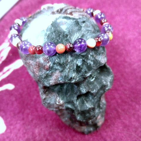 Amethyst, Garnet, & Mookaite Bracelet