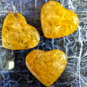 Golden Healer Quartz Hearts