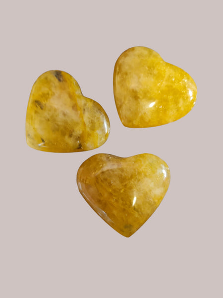 Golden Healer Quartz Hearts