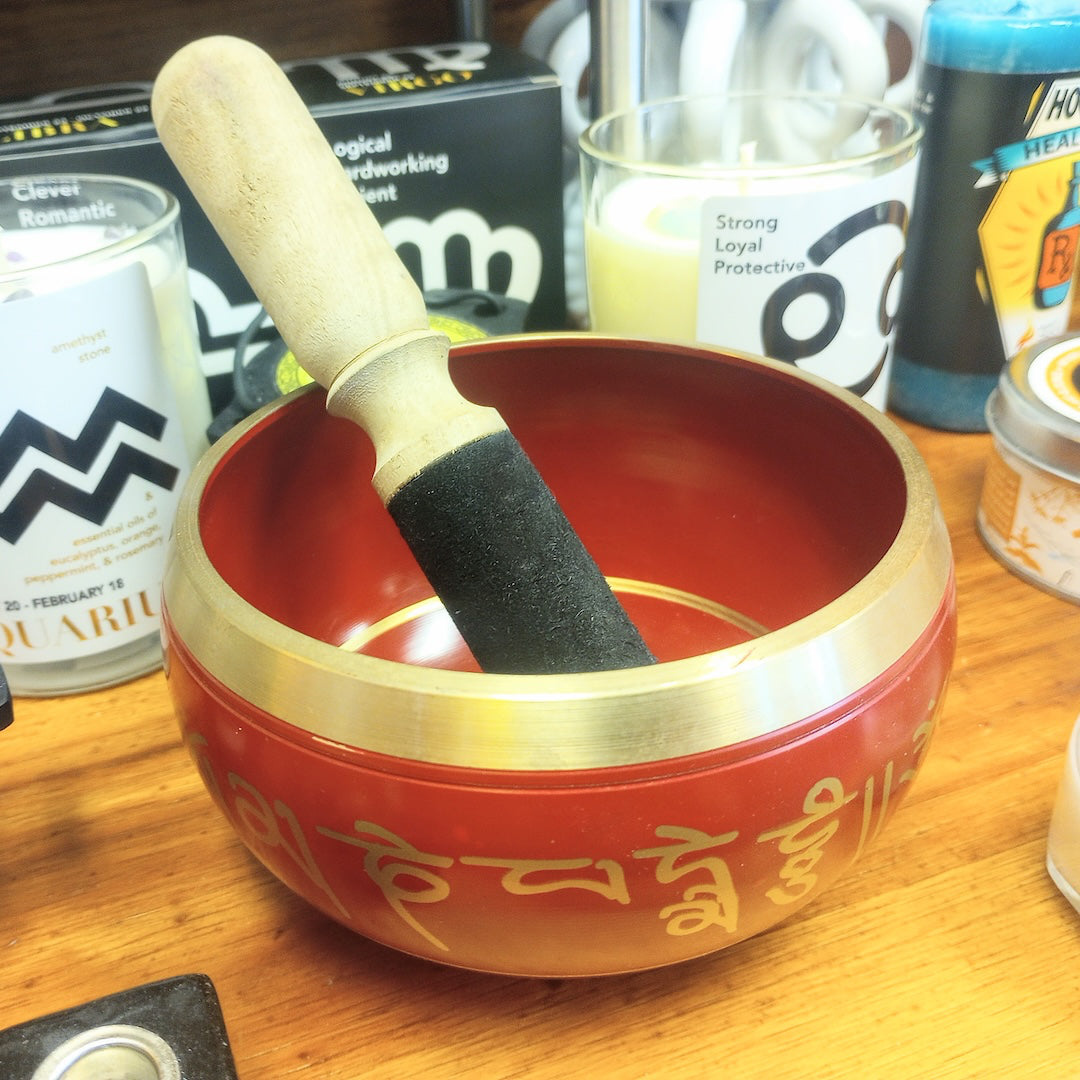 Red Tibetan Singing Bowl 4"