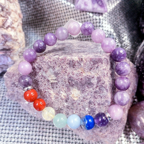Lepidolite Chakra Bracelet 8mm