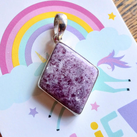 Diamond Shaped Lepidolite Pendant