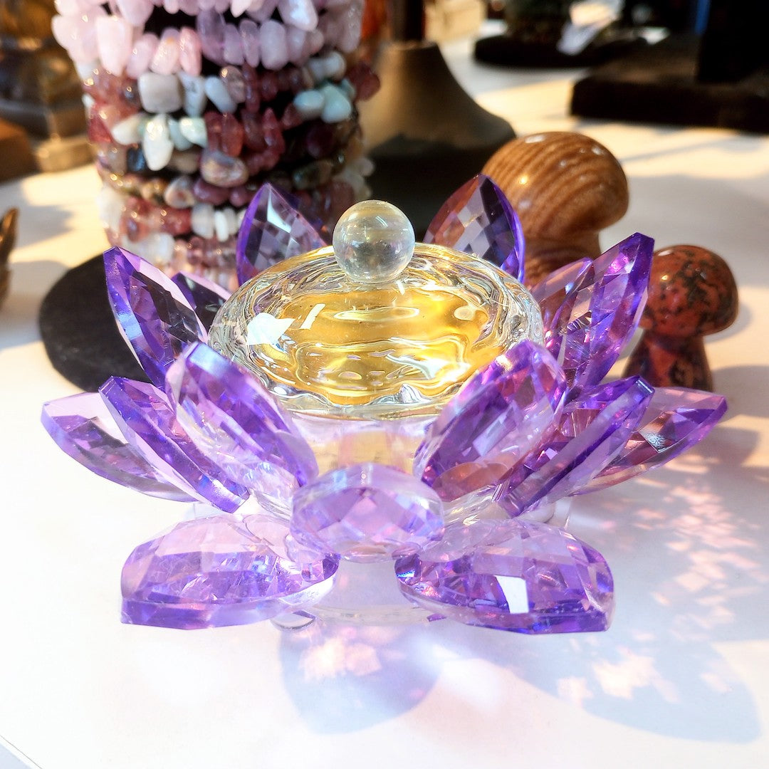 Crystal Lotus Flower Incense Burner and Tea Light Holder