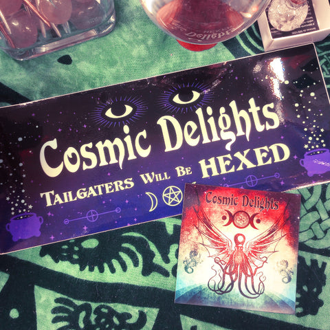 Cosmic Delights Bumper Sticker Fridge Magnet Combo