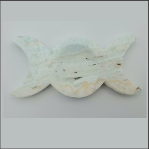Caribbean Blue Calcite Triple Moon Bowl