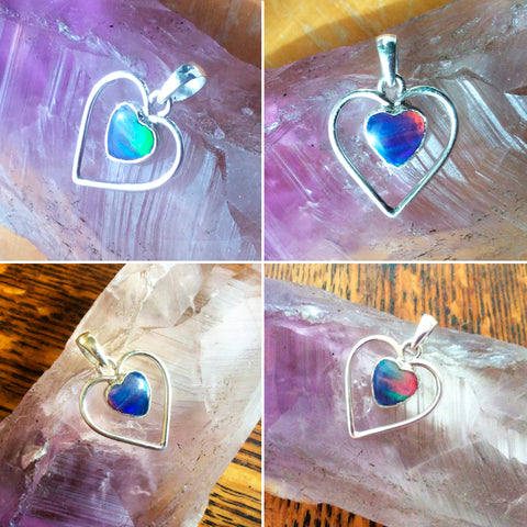 Galaxy Opal Heart Within A Heart Pendant