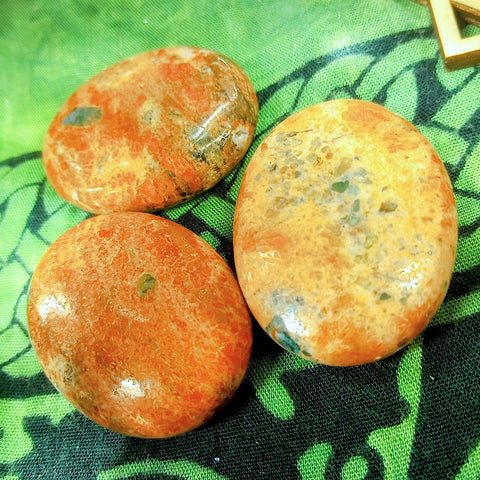 Sunstone With Blue Apatite Palm Stones