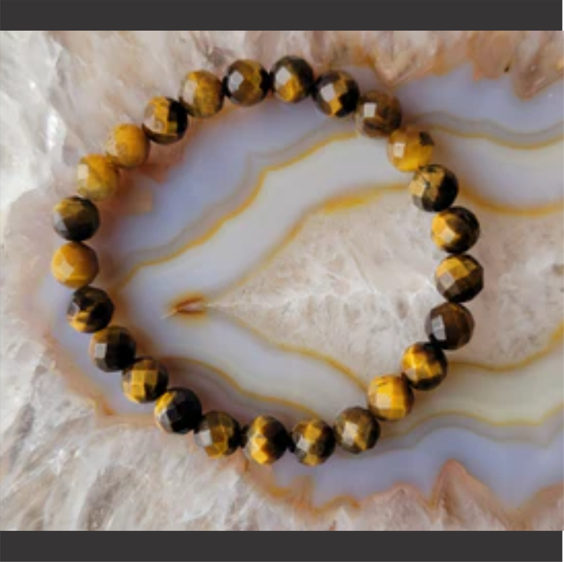 Tiger Eye 8mm Faceted Bead Bracelet