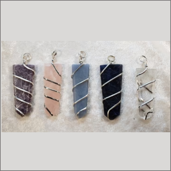 Wrapped Stone Tongue Pendants