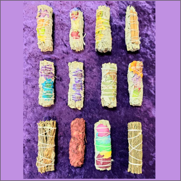 White Sage Wands with Flowers and Spice