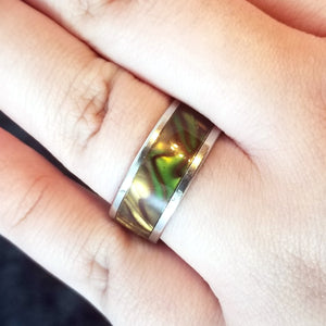 Stainless Steel with Abalone Rings