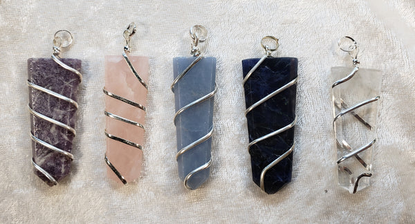 Wrapped Stone Tongue Pendants