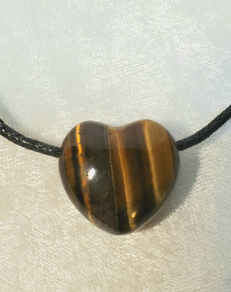Gemstone Heart Pendants on black cord