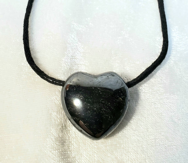 Gemstone Heart Pendants on black cord