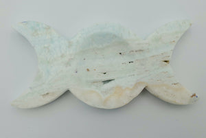 Caribbean Blue Calcite Triple Moon Bowl