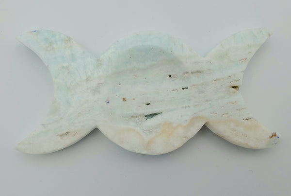 Caribbean Blue Calcite Triple Moon Bowl