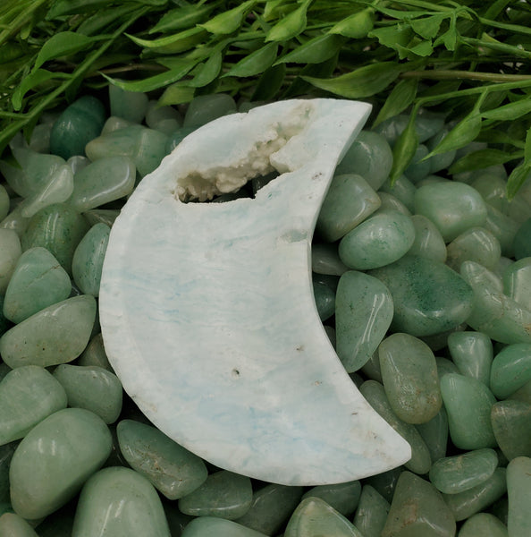 Blue Aragonite Crescent Moon Bowl