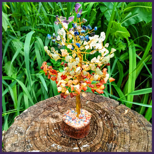 Seven Chakra Golden Wire Gemstone Tree