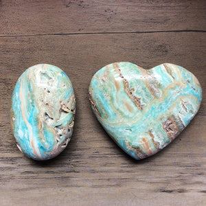 Blue Aragonite Heart & Palm Stone