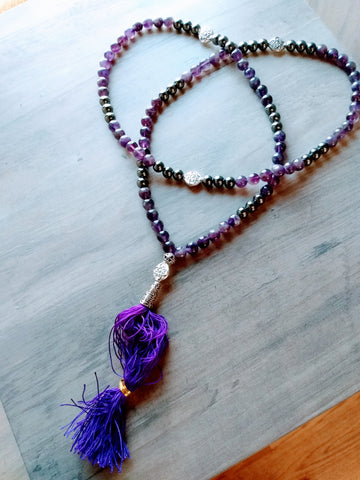 Amethyst & Hematite Mala