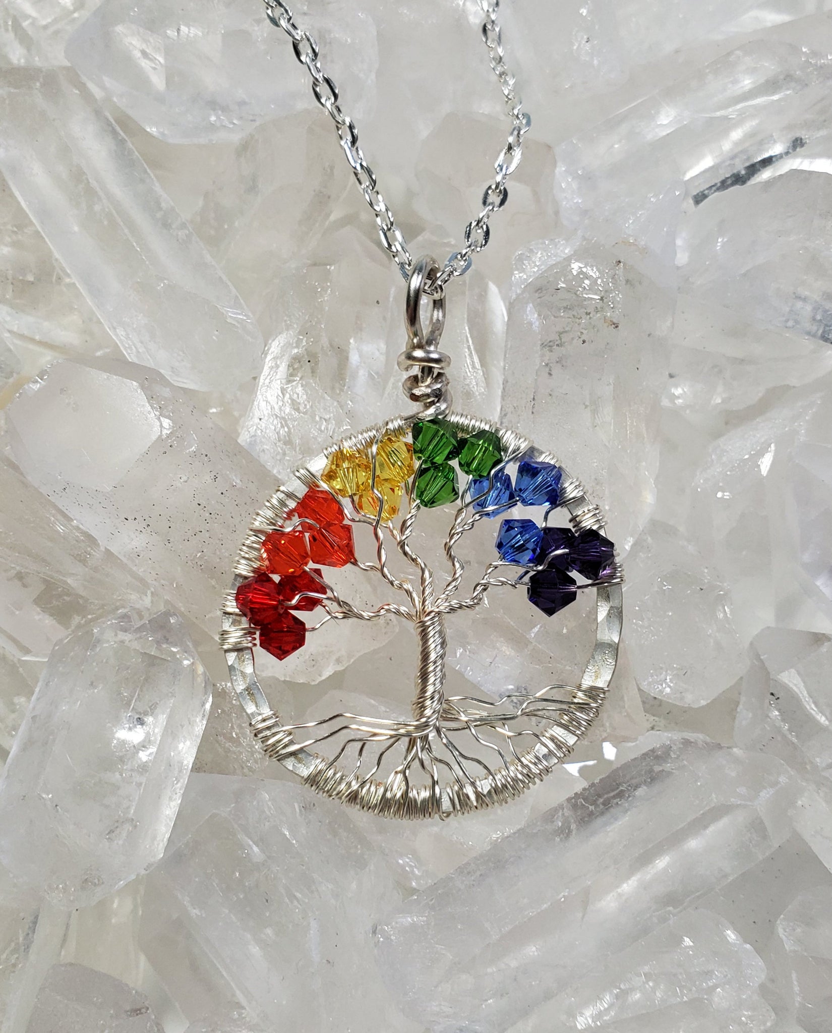 Silver Rainbow Tree Of Life Pendant