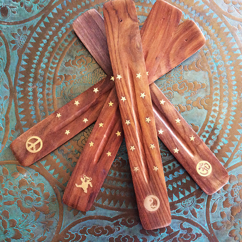 Wood Incense Burners - Brass Inlay