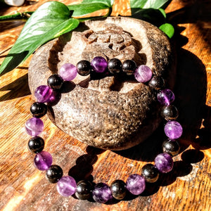 Amethyst and Magnetic Hematite Bracelet