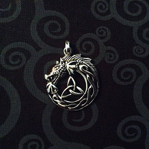 Silver Celtic Dragon Pendant