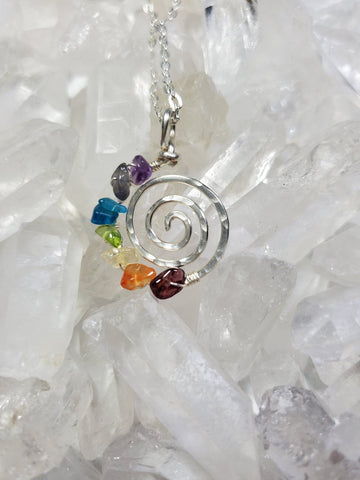Silver Chakra Balancing Life's A Journey Spiral Necklace