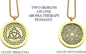 Double Sided Aromatherapy Necklace Pendant 18k Gold Plated